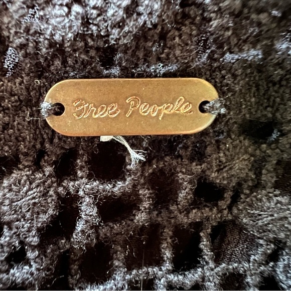 Free People Emily Crochet Illusion Black Flare Babydoll Dress Size Medium - Picture 4 of 8